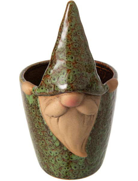 Grand cache-pot lutin grès vert brun 24 cm Gengenbach
