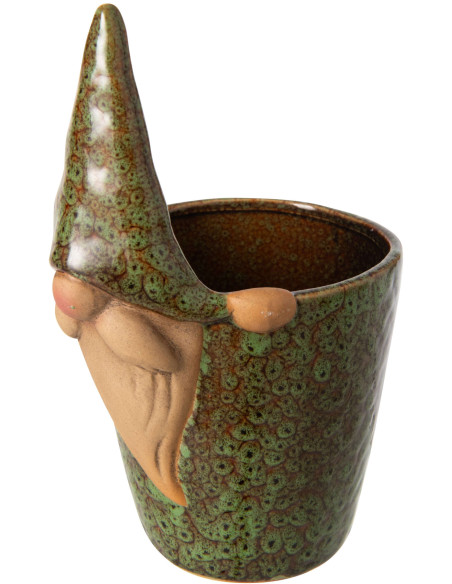 Grand cache-pot lutin grès vert brun 24 cm Gengenbach