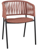 Chaise corde tressée brique métal noir Oualidia