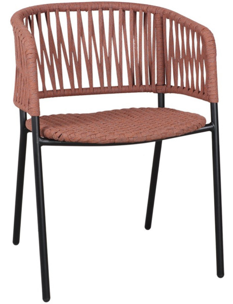 Chaise corde tressée brique métal noir Oualidia