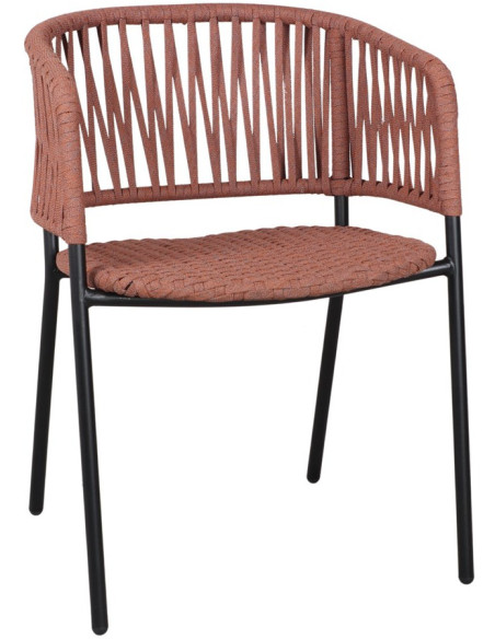 Chaise corde tressée brique métal noir Oualidia