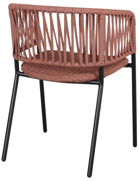 Chaise corde tressée brique métal noir Oualidia