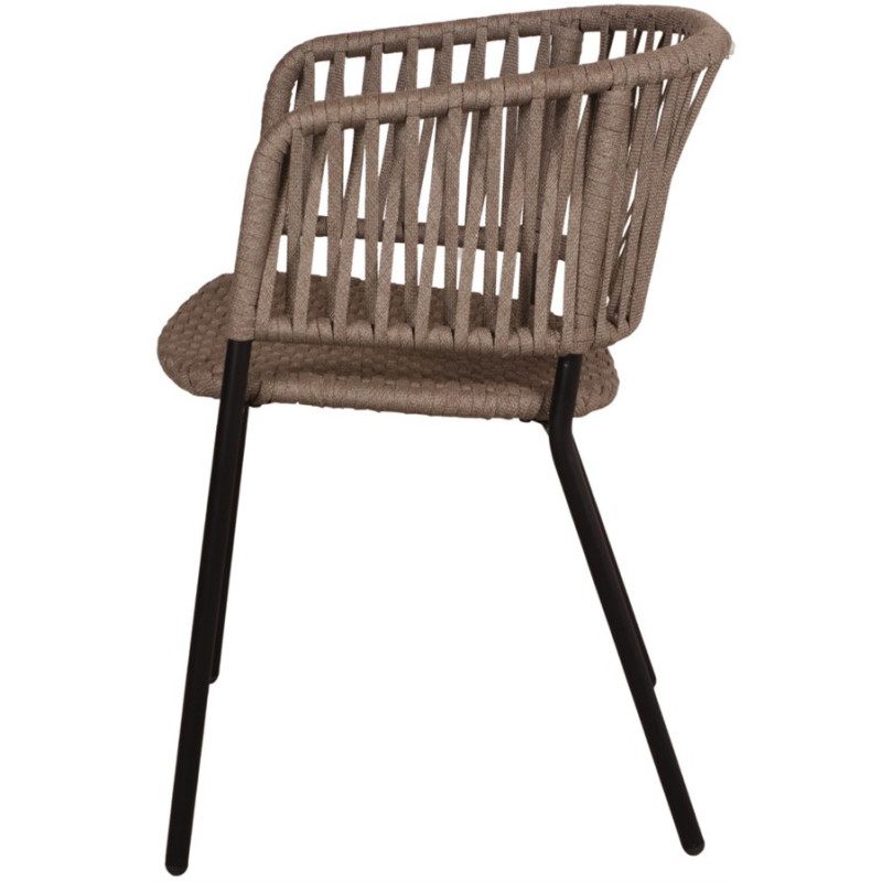 Chaise corde tressée taupe métal noir...