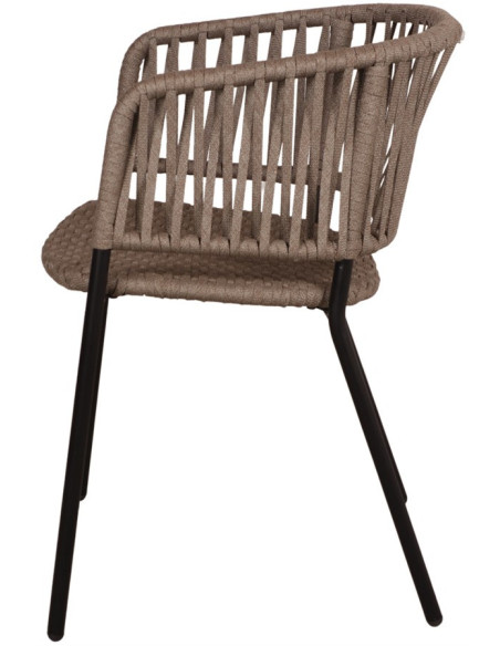 Chaise corde tressée taupe métal noir 57x57x77 cm Oualidia