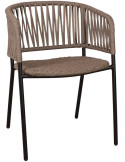 Chaise corde tressée taupe métal noir 57x57x77 cm Oualidia