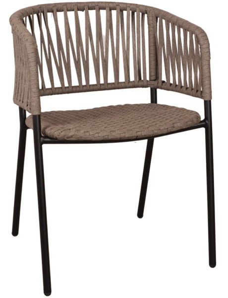 Chaise corde tressée taupe métal noir 57x57x77 cm Oualidia