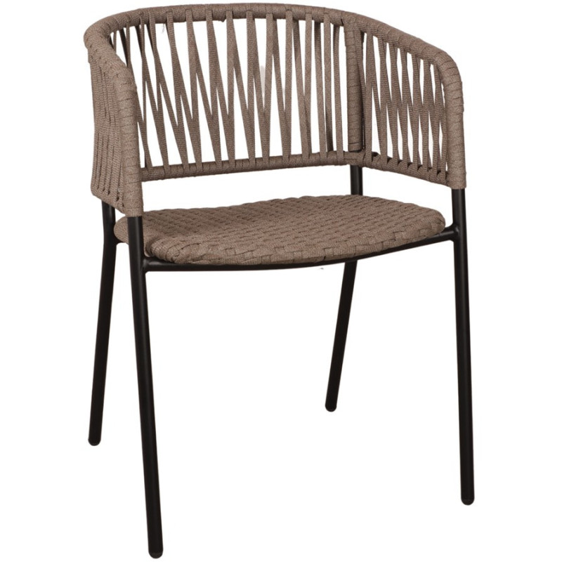 Chaise corde tressée taupe métal noir...