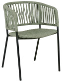 Chaise corde tressée vert sauge métal noir Oualidia