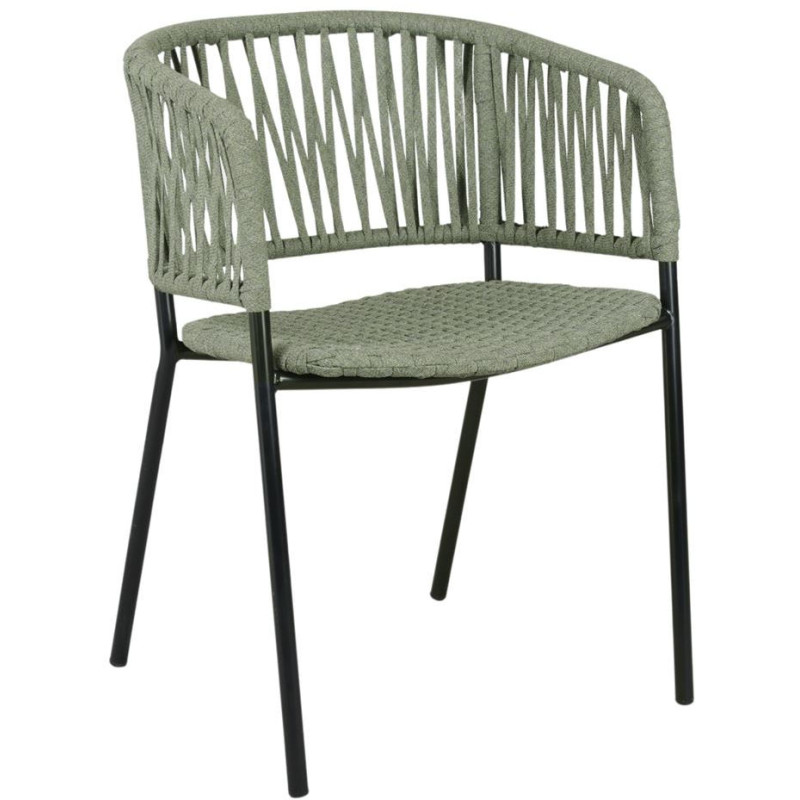 Chaise corde tressée vert sauge métal...