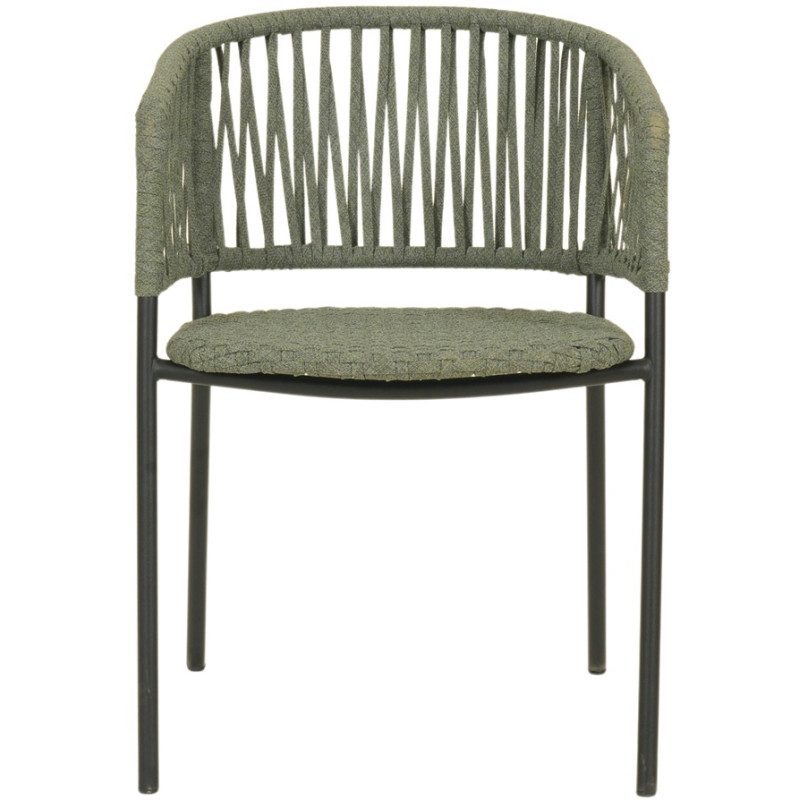 Chaise corde tressée vert sauge métal...