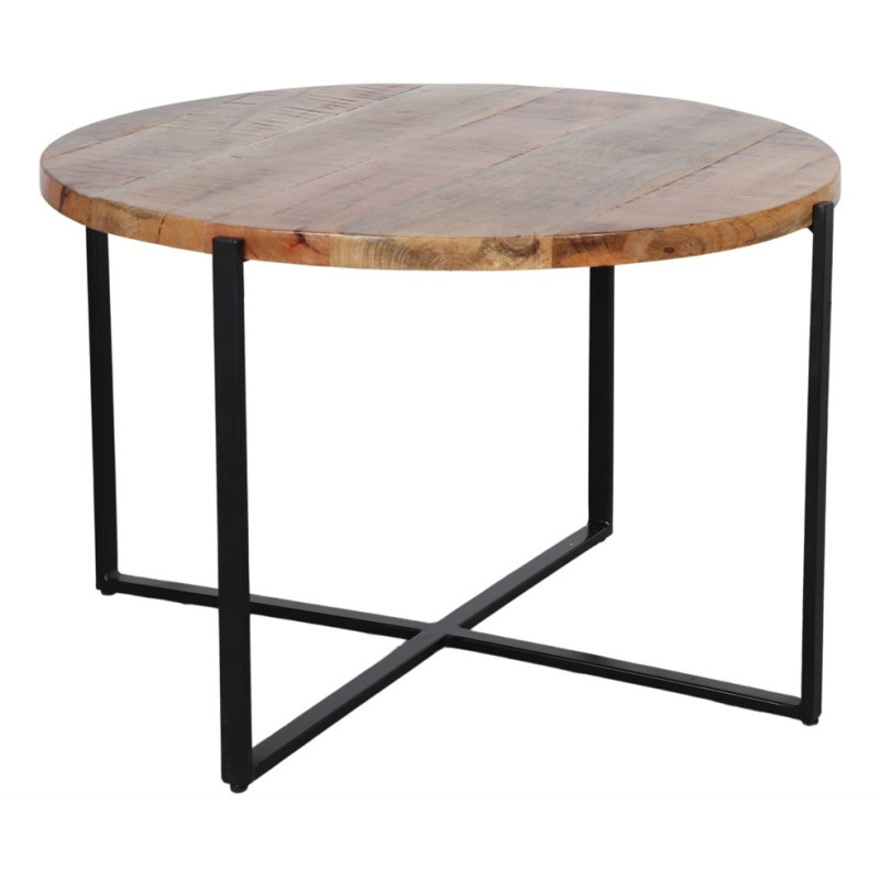 Table basse ronde en bois tropical et...