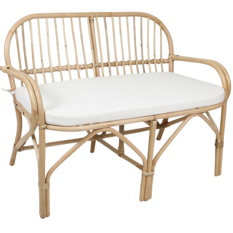 Banc banquette rotin naturel coussin...