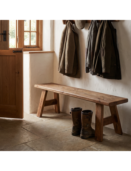 Banc bois recyclé naturel 140x37x40 cm Tavertet  - 2