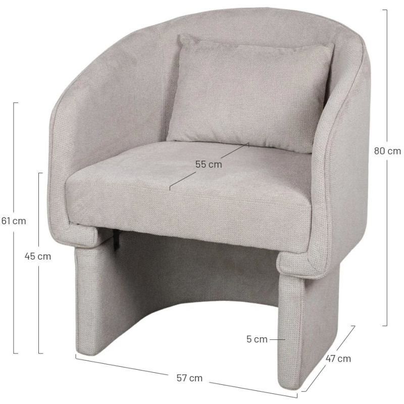 Fauteuil en tissu beige avec coussin...