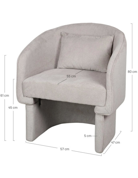 Fauteuil en tissu beige avec coussin Svendborg