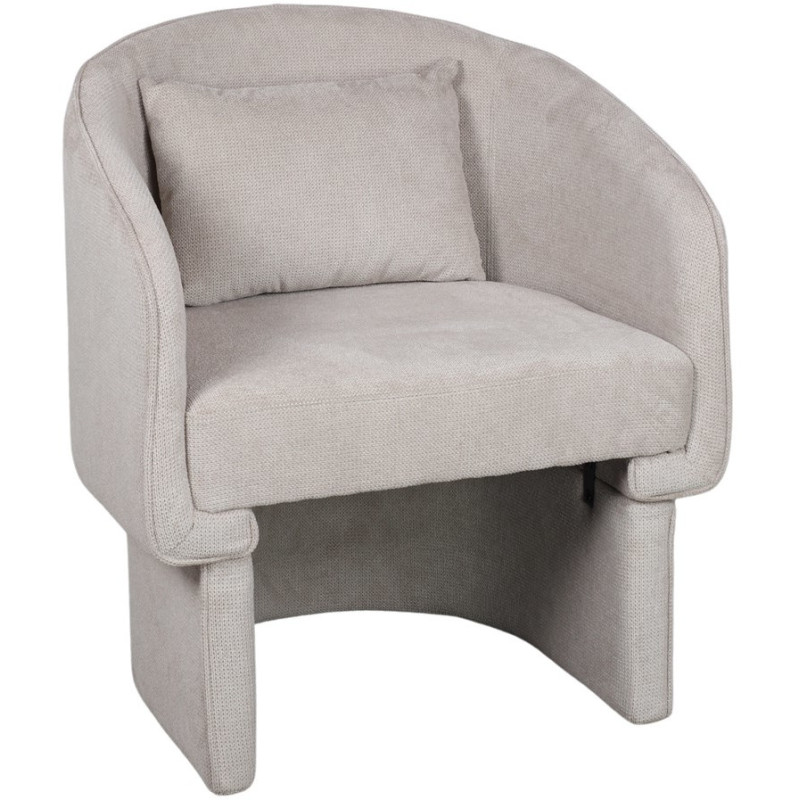 Fauteuil en tissu beige avec coussin...