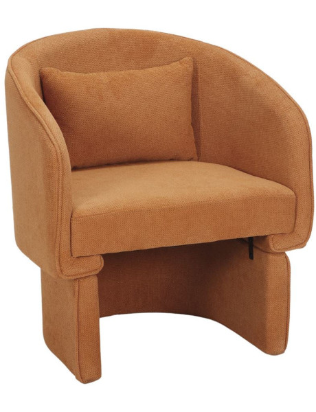 Fauteuil en tissu ocre curry avec coussin Svendborg