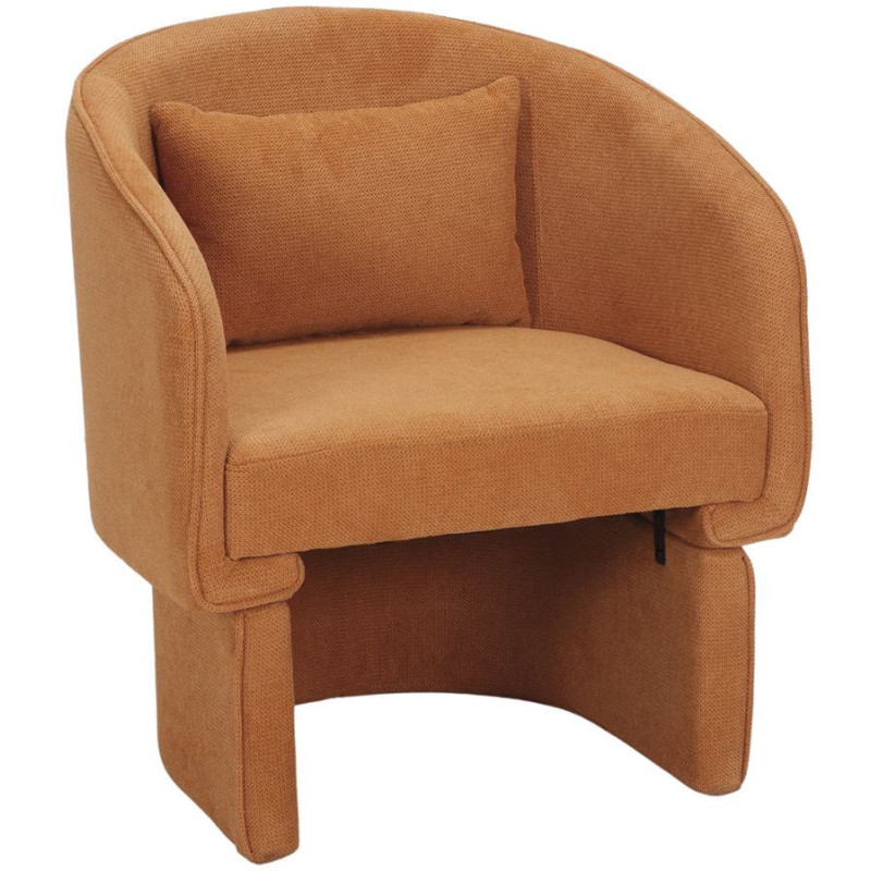 Fauteuil en tissu ocre curry avec...