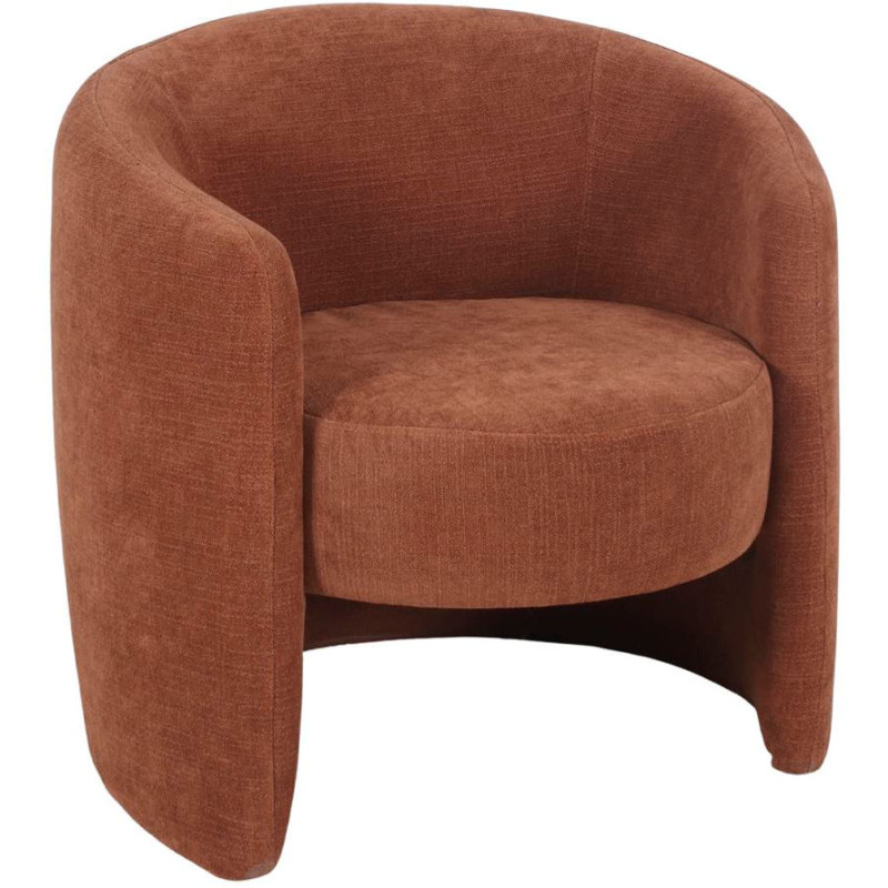 Fauteuil en tissu terracotta arrondi...