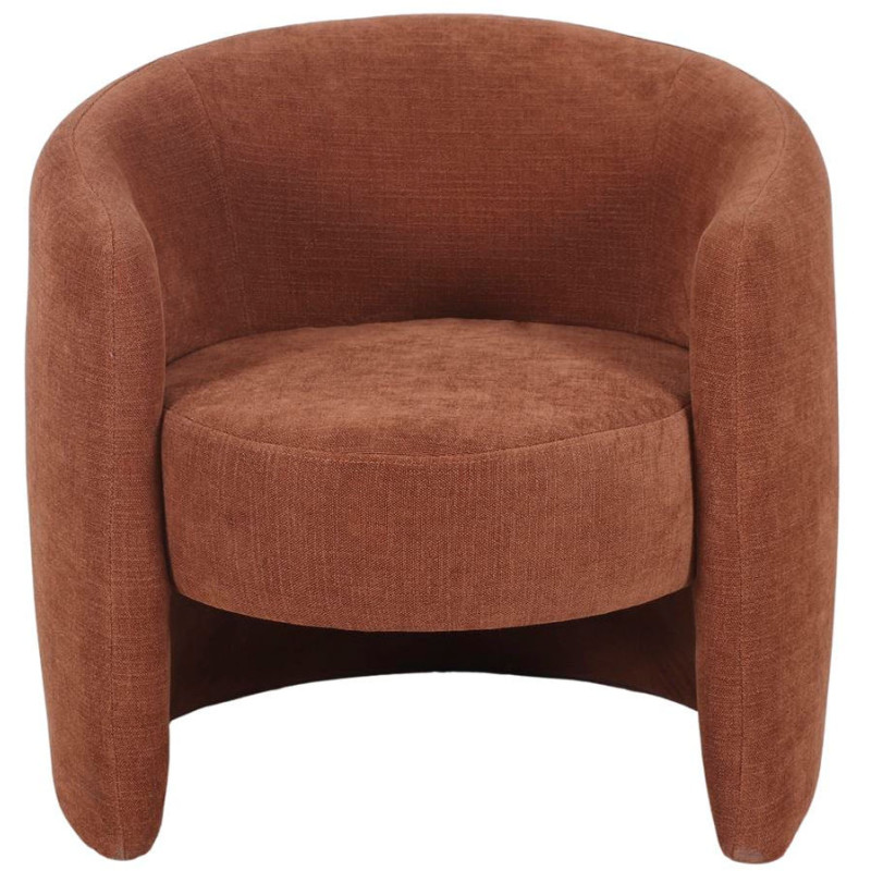 Fauteuil en tissu terracotta arrondi...