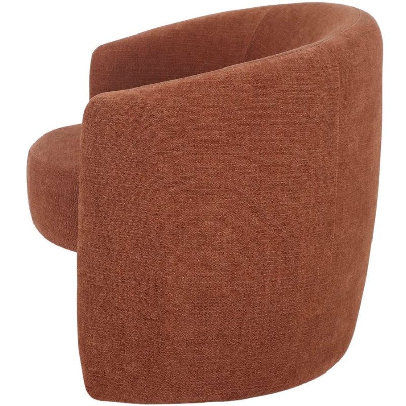 Fauteuil en tissu terracotta arrondi...