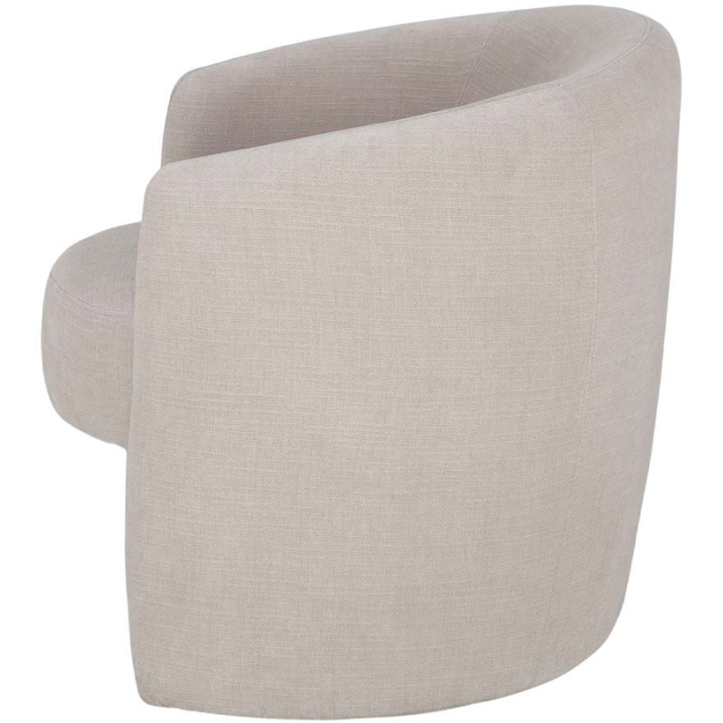 Fauteuil en tissu ivoire arrondi...
