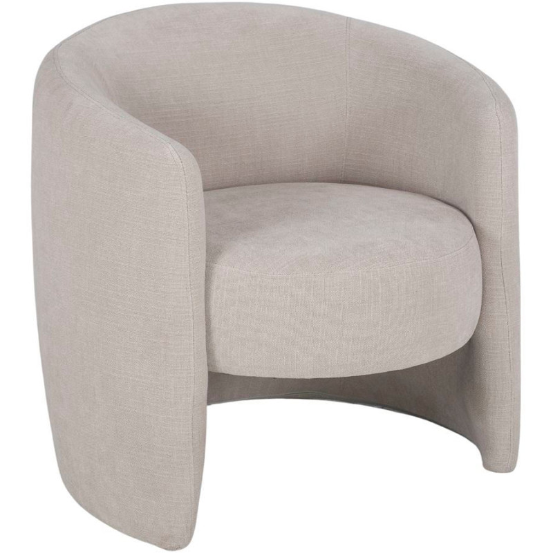 Fauteuil en tissu ivoire arrondi...