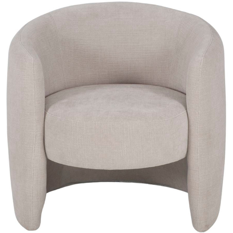 Fauteuil en tissu ivoire arrondi...