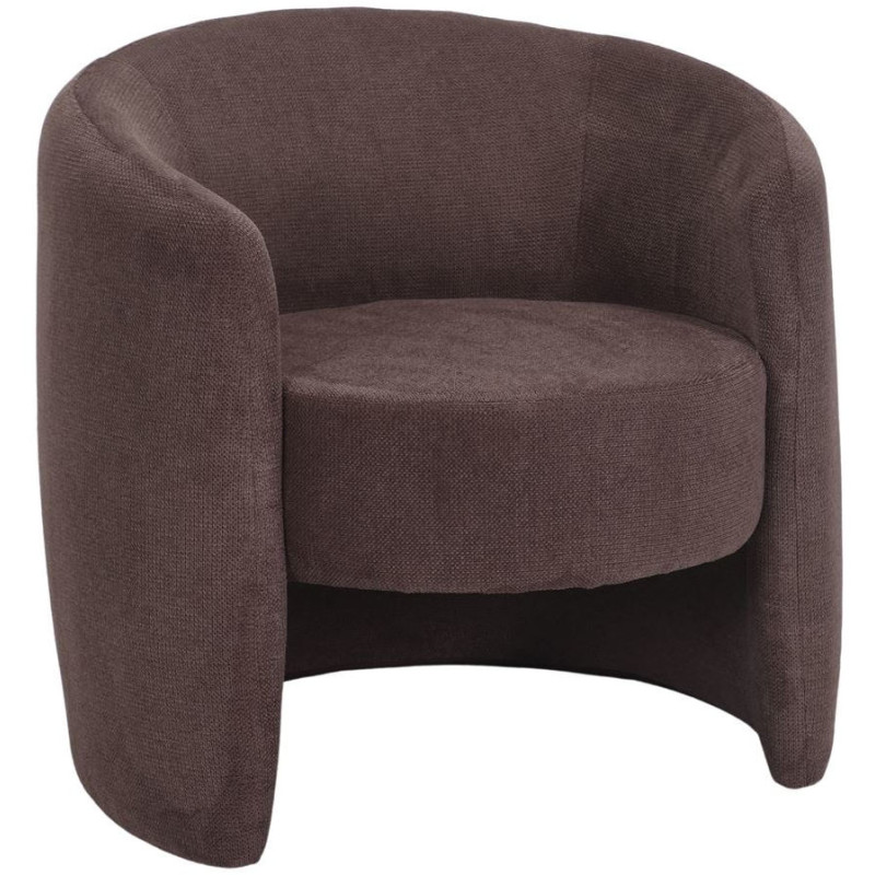 Fauteuil en tissu taupe arrondi...