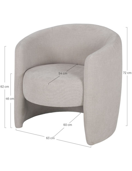 Fauteuil en tissu taupe arrondi Pitigliano