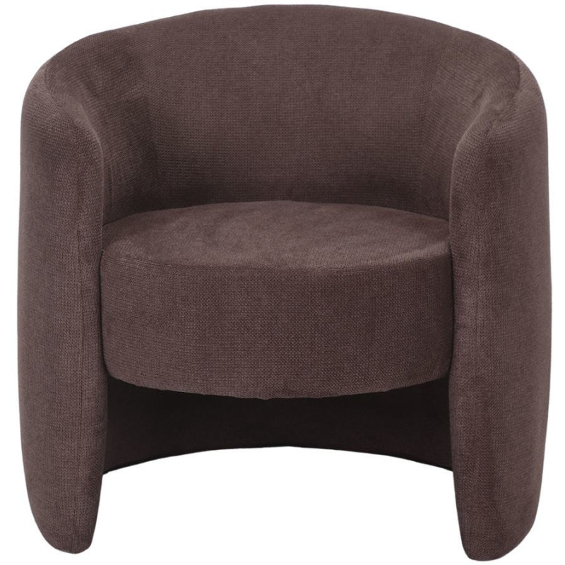 Fauteuil en tissu taupe arrondi...