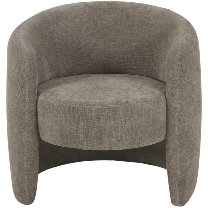 Fauteuil en tissu vert olive arrondi...