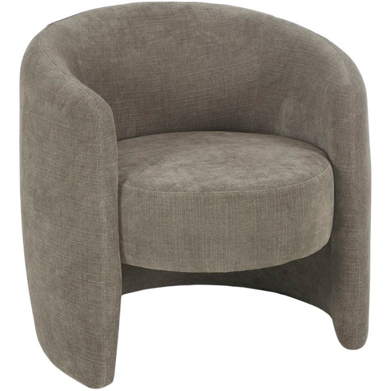 Fauteuil en tissu vert olive arrondi...