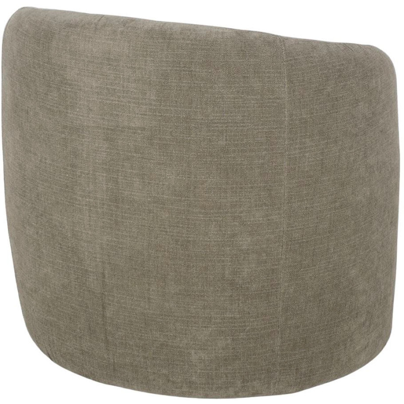 Fauteuil en tissu vert olive arrondi...