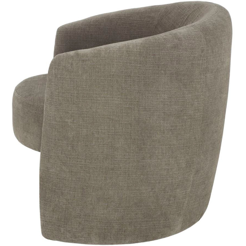 Fauteuil en tissu vert olive arrondi...