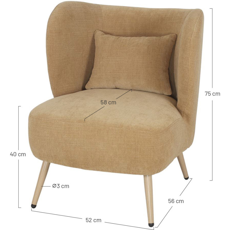 Fauteuil en tissu jaune moutarde Kalmar