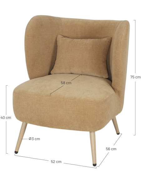 Fauteuil en tissu jaune moutarde Kalmar