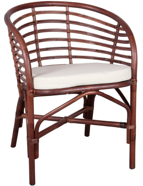 Chaise en rotin marron avec coussin Maratea