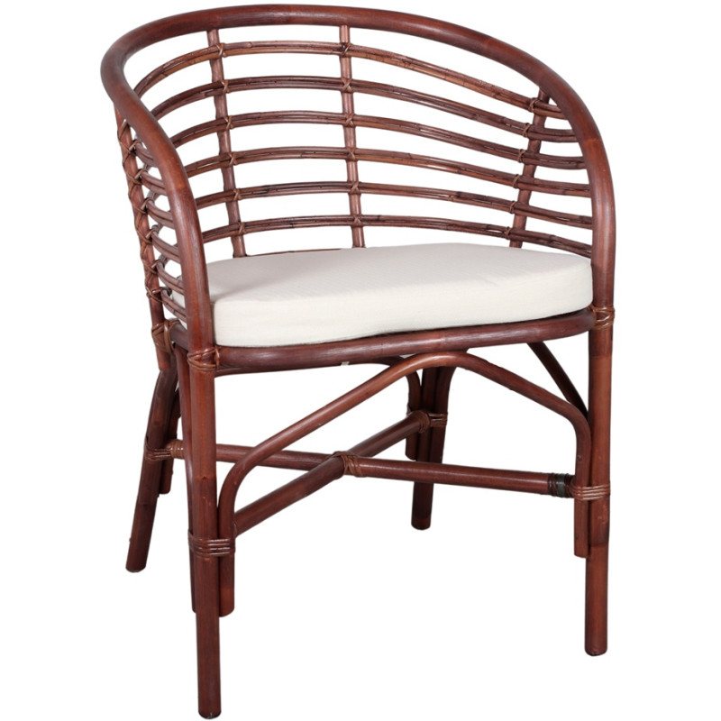Chaise en rotin marron avec coussin...