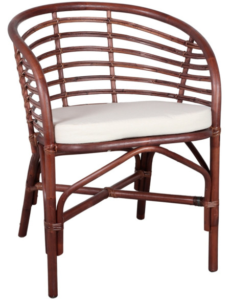 Chaise en rotin marron avec coussin Maratea