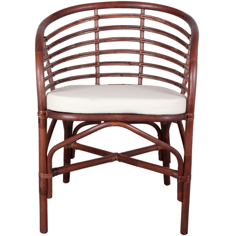 Chaise en rotin marron avec coussin...