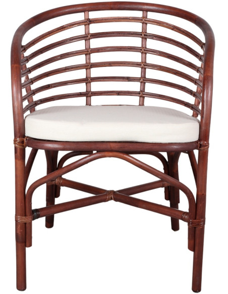Chaise en rotin marron avec coussin Maratea