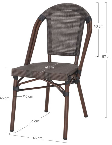 Chaise de jardin bistrot textilène Brisighella