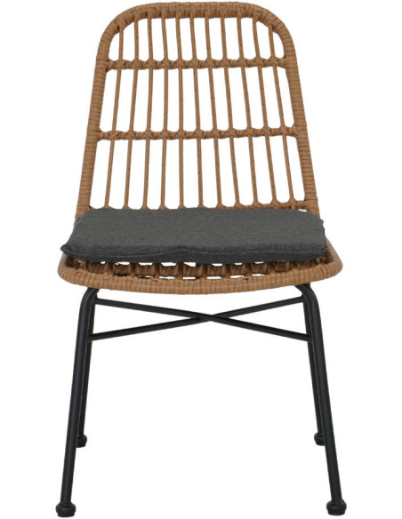 Chaise en rotin synthétique coussin noir Orbetello