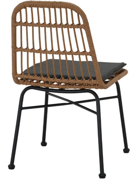 Chaise en rotin synthétique coussin noir Orbetello