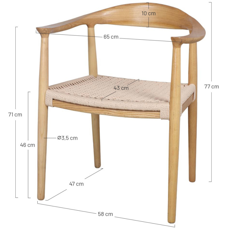 Chaise bois corde avec accoudoirs...