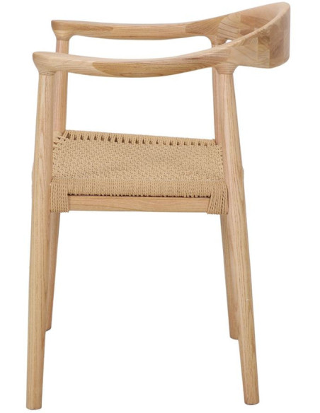 Chaise bois corde avec accoudoirs Kerteminde