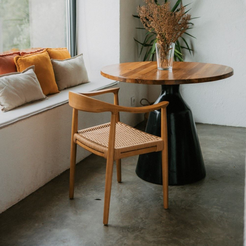 Chaise bois corde avec accoudoirs...