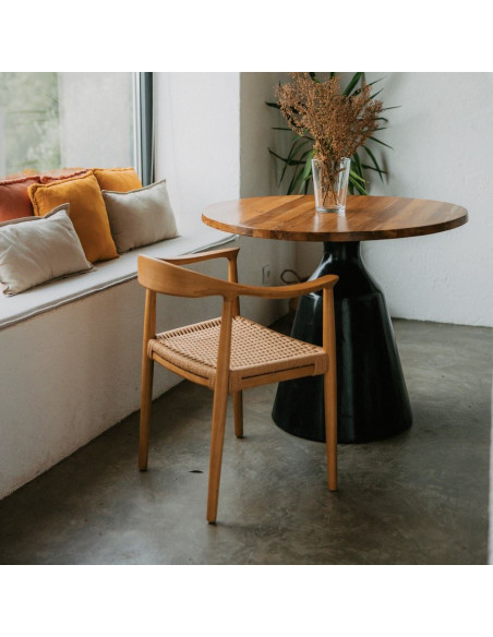 Chaise bois corde avec accoudoirs Kerteminde