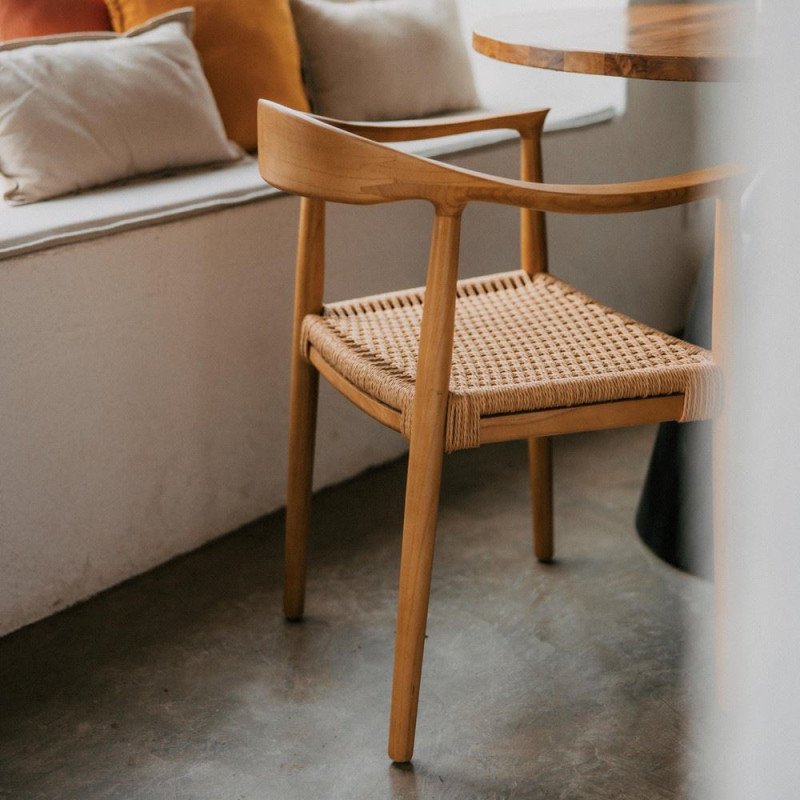 Chaise bois corde avec accoudoirs...